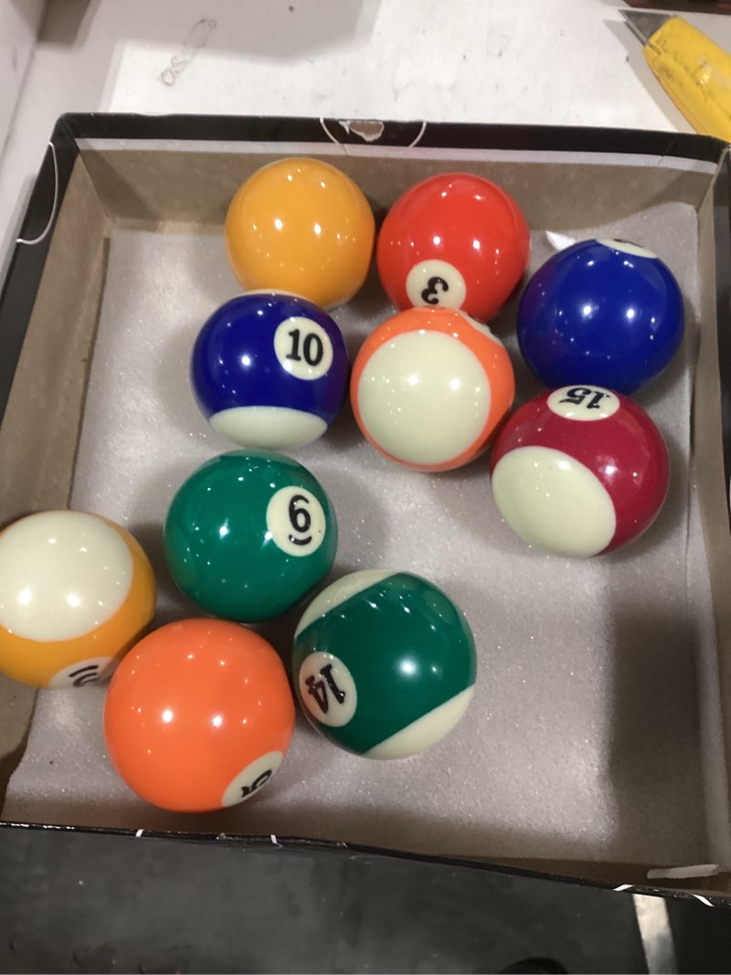 Condition photo showing As Is for MoyanSuper 2-1/4" Pool Balls Billiard Set - 16 Resin Balls, Regulation Size & Weight, Complete Pool Table Balls Set for Replacement, Pool Table Accessories & Billiards Pool Accessories