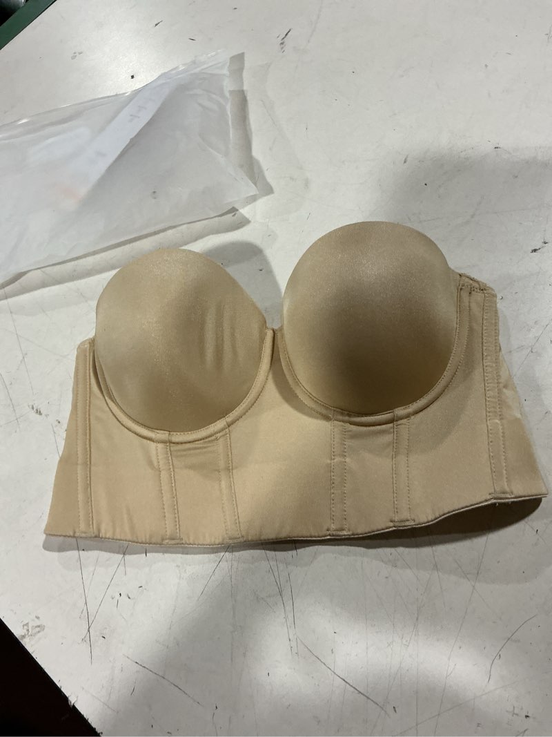 Condition photo showing Good Condition for dotvol women's longline strapless full figure underwire corset bustier bra 32d beige