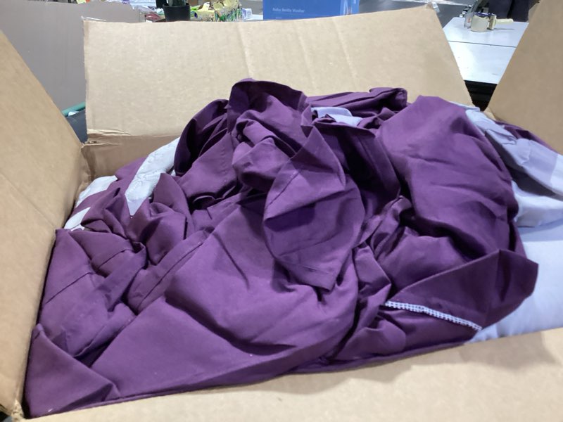 Condition photo showing Good Condition for chezmoi collection linnea 7-piece luxury purple lavender gray cherry blossom floral embroidery comforter set, king king purple/lavender/gray cherry blossom