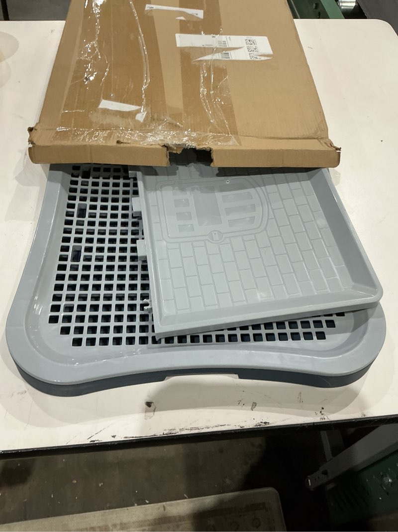 Condition photo showing Good Condition for pee pad holder, indoor potty tray for puppy and small size dog with pee wall, non-skid feet, 20 * 15.4 * 1.4 inch (large)