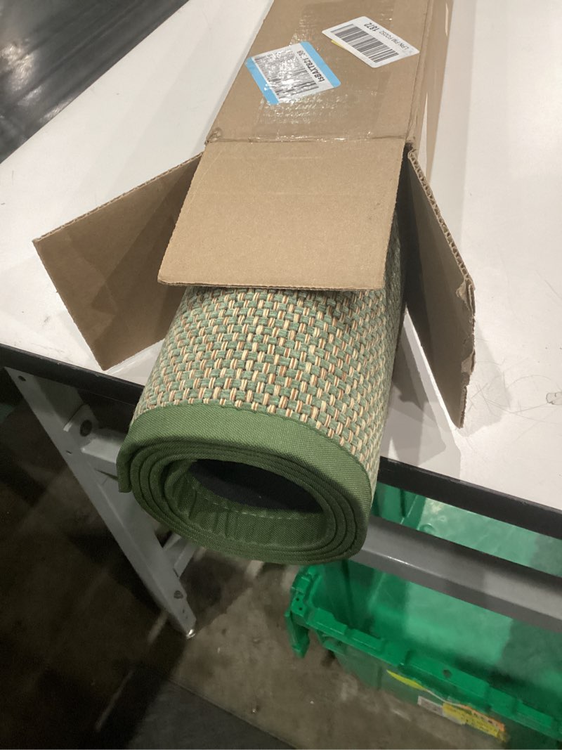 Condition photo showing Good Condition for dexi ultra thin entryway door mat 36x56, non slip rubber backing inside entry mat, low profile easy clean dirt trapper doormat for inside entrance patio, green 3' x 4'8" (rectangular) green