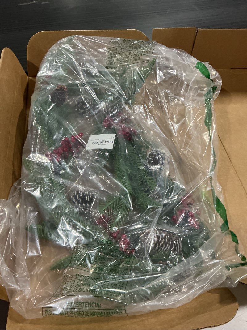 Condition photo showing Good Condition for 70 inch faux christmas wreath for front door garland pine branch garland winter garland faux door garland for christmas farmhouse wall and window decor (cone fir wreath)