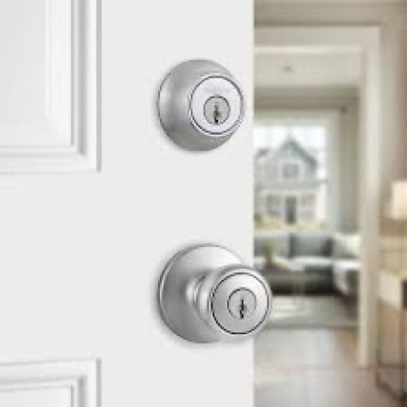 kwikset tylo front door lock handle and deadbolt set, entry handleset exterior with interior door kn