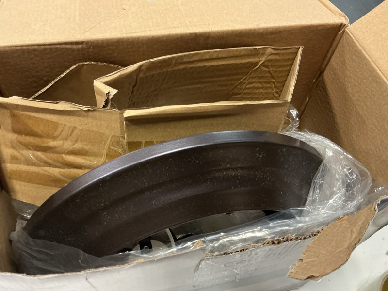 Condition photo showing As Is for mainstays 12" classic flush mount ceiling light, bronze finish frosted glass shade, bulb not included