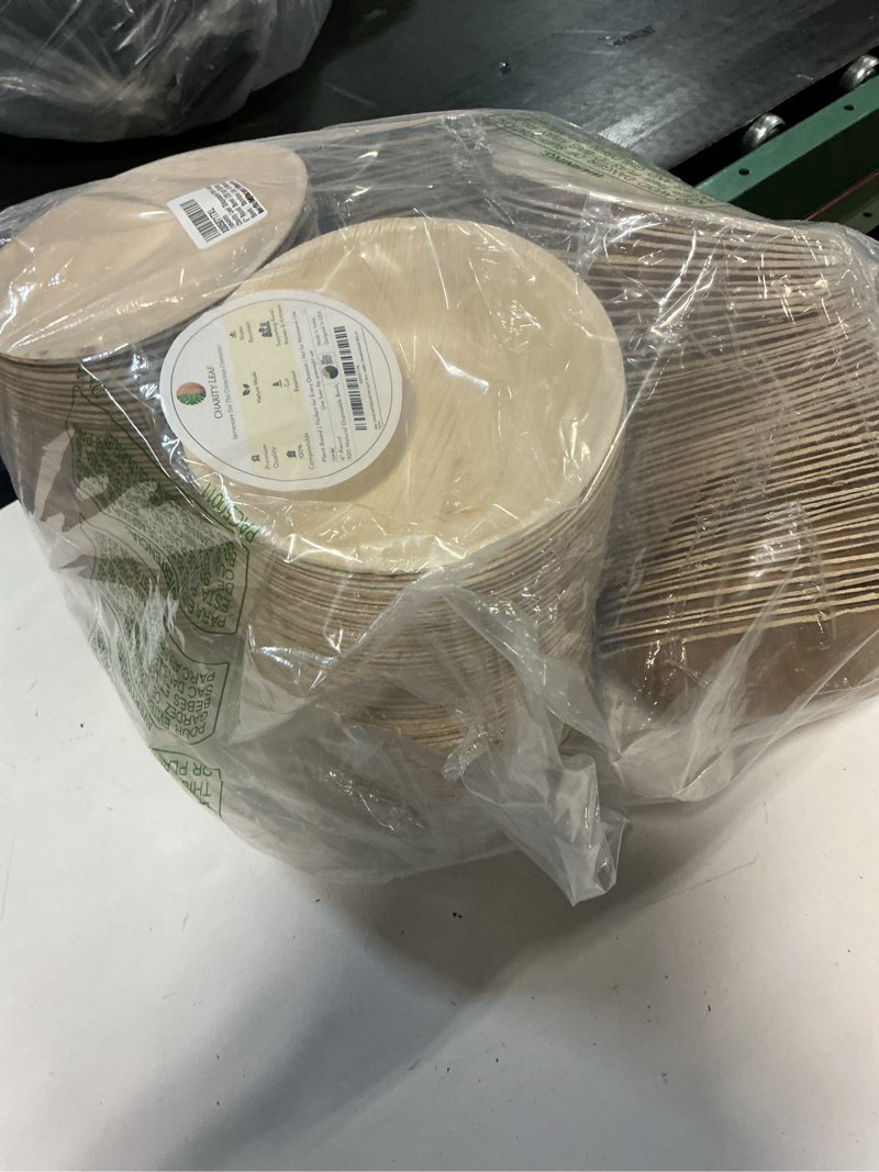Condition photo showing New/Like New for charity leaf disposable bamboo 6" round bowl (200 pcs) dipping bowls | bamboo | all natural and biodegradable | charcuterie boards, bbqs, and parties 200 6" round