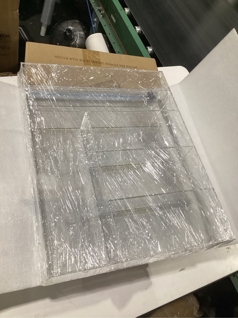 Condition photo showing New/Like New for b&mdiva ziblock bag storage organizer, 6 in 1 perfect for gallon, quart, snack and sandwich bags, with foil/plactic wrap dispenser with cutter