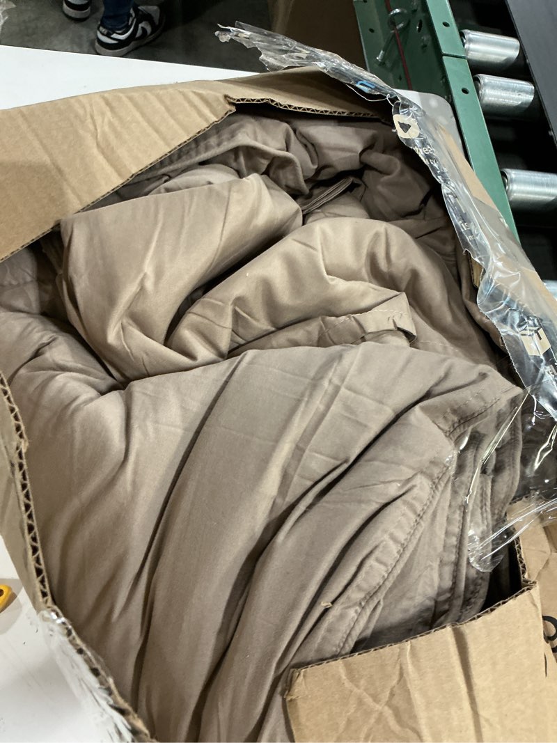 Condition photo showing As Is for bare home comforter set - size - ultra-soft - goose down alternative - premium 1800 series - all season warmth (king/cal king, taupe) king/cal king 08 - taupe