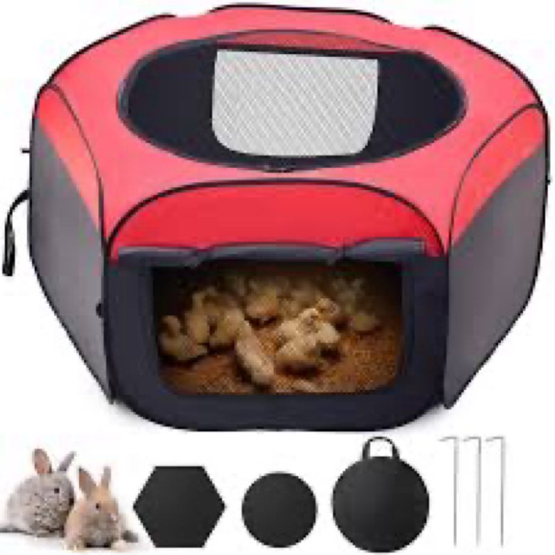 45"x45"x19.7" sturdy stainless steel frame small animal playpen, brooder box for chicks with removab