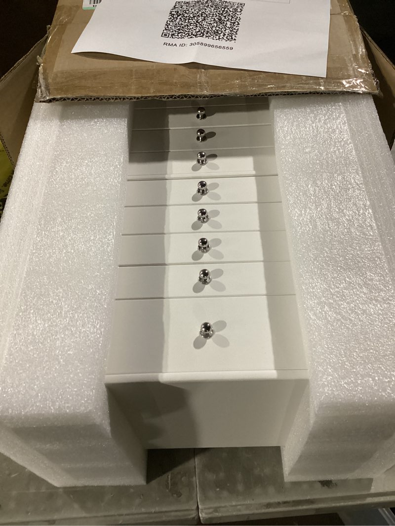 Condition photo showing New/Like New for guka large jewelry box, jewelry case with 10 drawers for big and small jewelry, jewelry storage organizer for watch earrings necklace rings bracelets, birthday wedding gifts, white white 10 layer