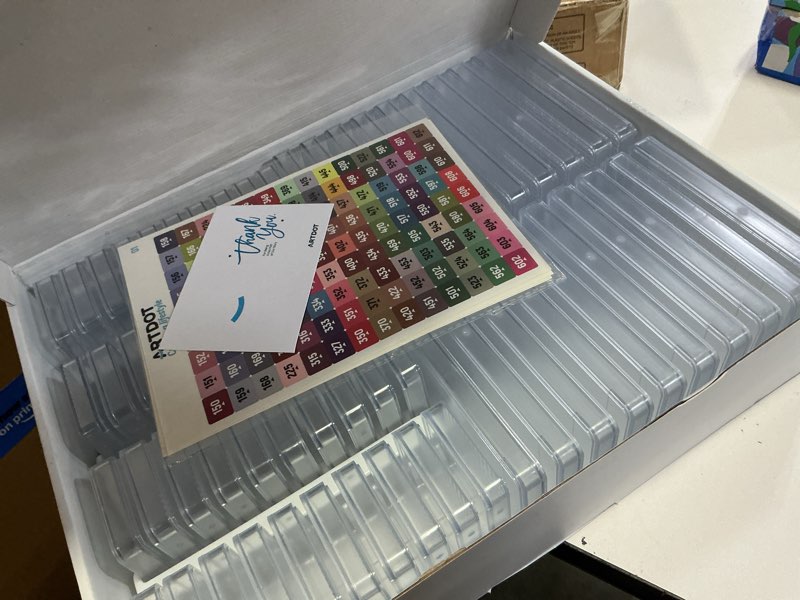 Condition photo showing Good Condition for artdot 60-piece diamond art storage trays kits for adults with lids, 2-in-1 stackable diamond painting accessories and tools white 60 piece tray set