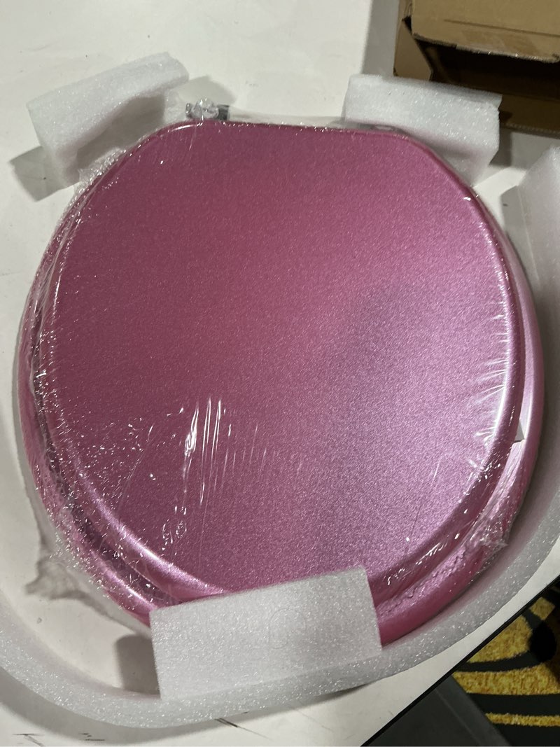 Condition photo showing Good Condition for Elongated Toilet Seat Wood Toilet Seat Prevent Shifting with Zinc Alloy Hinges American Standard Size Toilet Seat Easy to Install also Easy to Clean (Elongated,Sparkling Pink) Elongated Lucky Pink