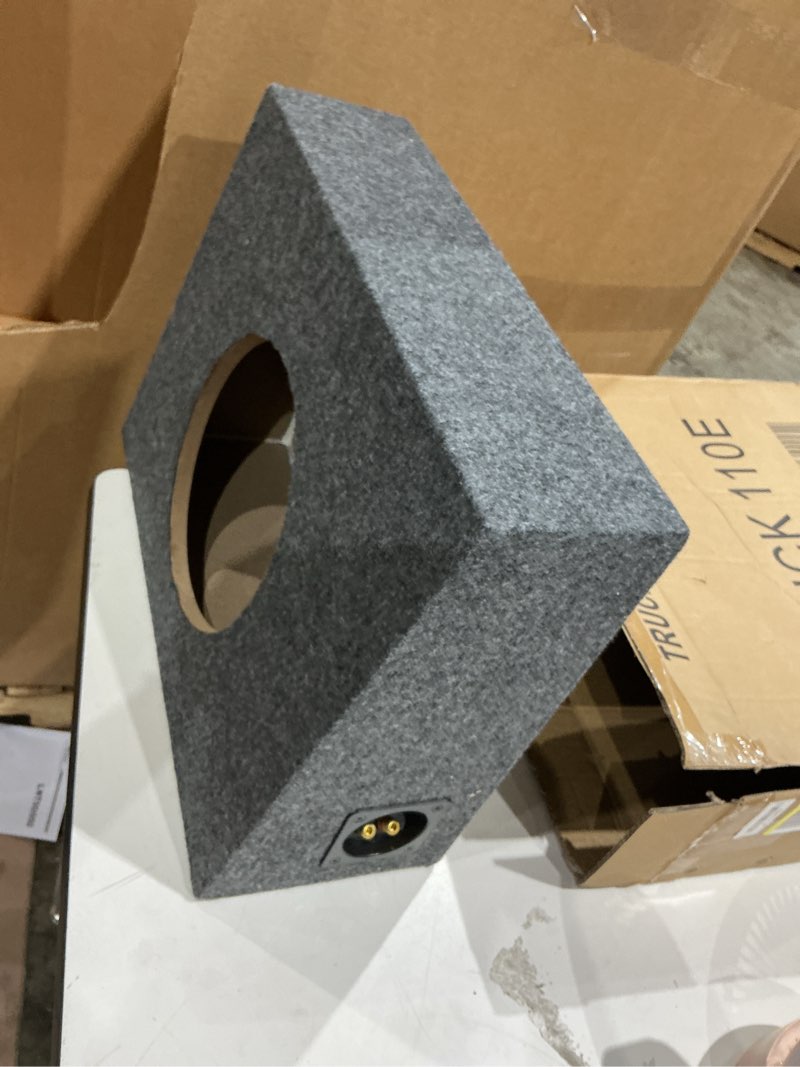 Condition photo showing Good Condition for single cab truck subwoofer box 10" regular cab sub enclosure 3/4" mdf - asc | behind seat 10 inch bass upgrade for standard pickups, space saving wedge design, unloaded cabinet for your driver and amp
