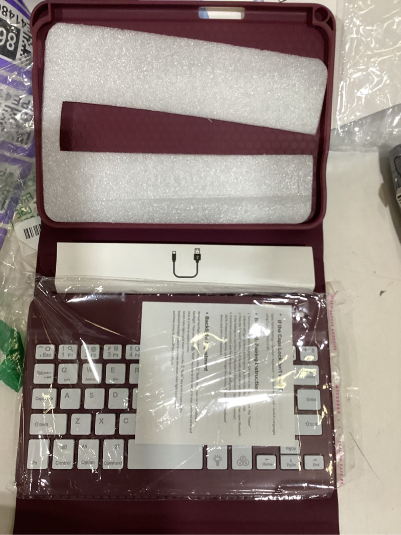 Condition photo showing Good Condition for cousper for ipad mini 7 keyboard case a17 pro 2024/ipad mini 6 generation case with keyboard 2021 8.3 inch, pencil holder, 7 color backlit detachable keyboard cover for ipad mini 7th/6th gen,mulberry