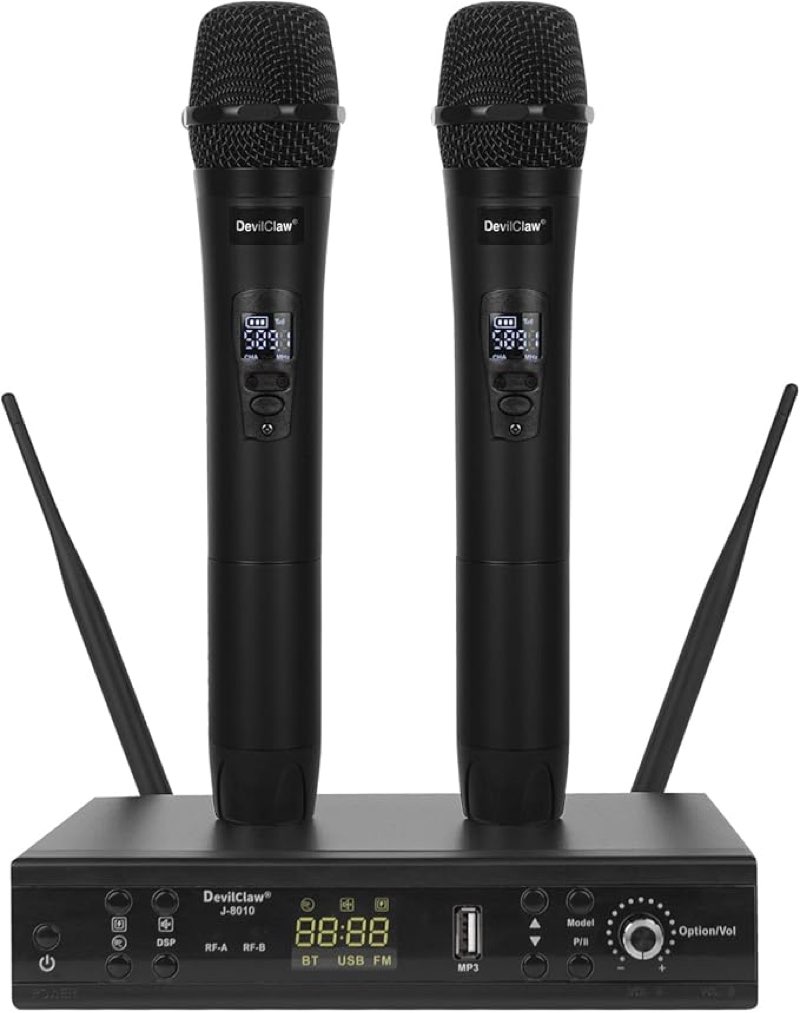 Devilclaw Wireless Microphone System, Metal Dual Wireless Lavalier & Headset Mic, 2x10 Frequencies, 