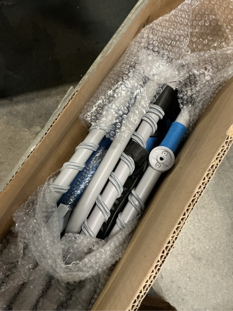 Condition photo showing Good Condition for #wejoy folding lounge chair with canopy shade, portable adjustable 5-position patio chaise lounger with pillow & storage pocket for lay flat outdoor lawn backyard beach camping pool tanning (blue) shadeelite 5 position canopy shadeelite canopy blue