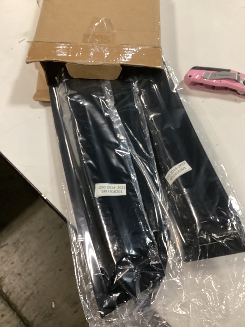 Condition photo showing New/Like New for KPY Window Visor Compatible with Infiniti Q50 2014-2022, 4PC Rain Guard Side Window Vent Deflectors Tape-On Mugen Style, 2014 2015 2016 2017 2018 2019 2020 2021 2022 14-22 Q50