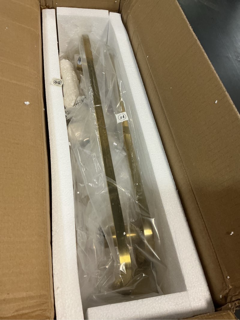 Condition photo showing New/Like New for tochic 3 lights vanity light with natural capiz shell shade, brushed gold bathroom dimmable vanity light, modern wall lighting fixture for mirror cabinets, powder room, bedroom, living room, 23”w brushed gold 23" w