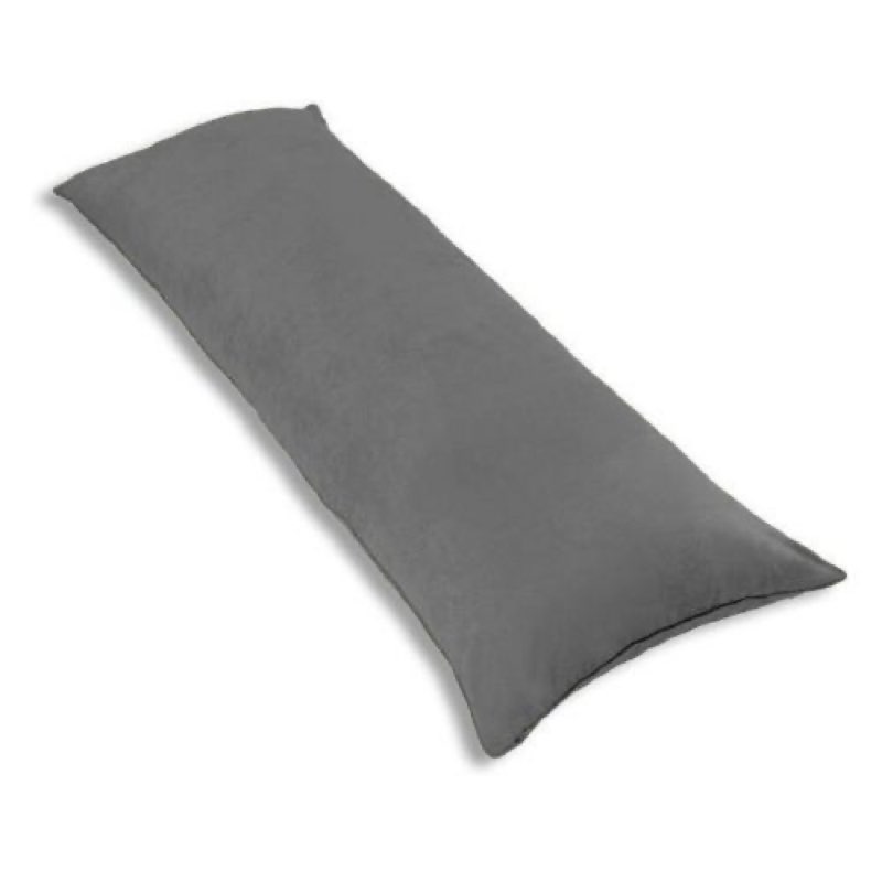 D&M Microsuede Body Pillow Case/Cover w/Double Zippers 19"x50", Gray