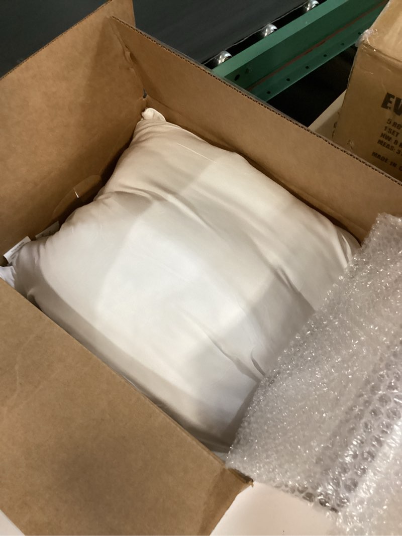 Condition photo showing As Is for Qeils 18 x 18 Pillow Inserts Set of 2 White Throw Pillow Inserts with Soft Polyester Cover - Rectangle Square Interior Sofa Pillow Inserts Decorative Pillow Insert White Couch Pillow White 18x18 - Inch