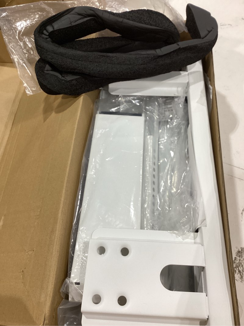 Condition photo showing As Is for window ac support bracket, no-drill no-tool air conditioner support bracket adjustable wall mount, heavy duty steel holds up to 300lbs, fits single or double hung windows, white
