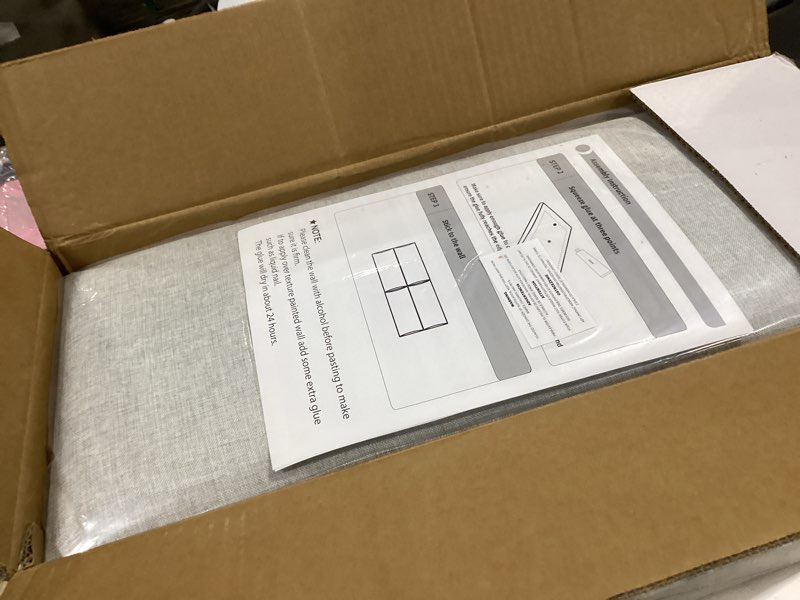 Condition photo showing Good Condition for upholstered king headboard - easy assemble channel stitched headboard king size bed - wall mounted headboards with 3d soundproof wall panels peel & stick floating headboards, linen king linen