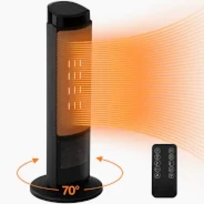 dumos 23inch space heaters for indoor use, portable heater with 7 light colors, adjustable thermosta