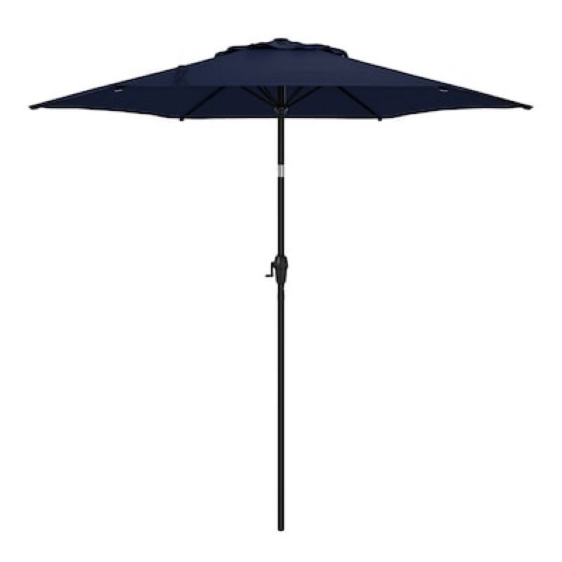 style selections 7.5-ft steel navy push-button tilt market patio umbrella