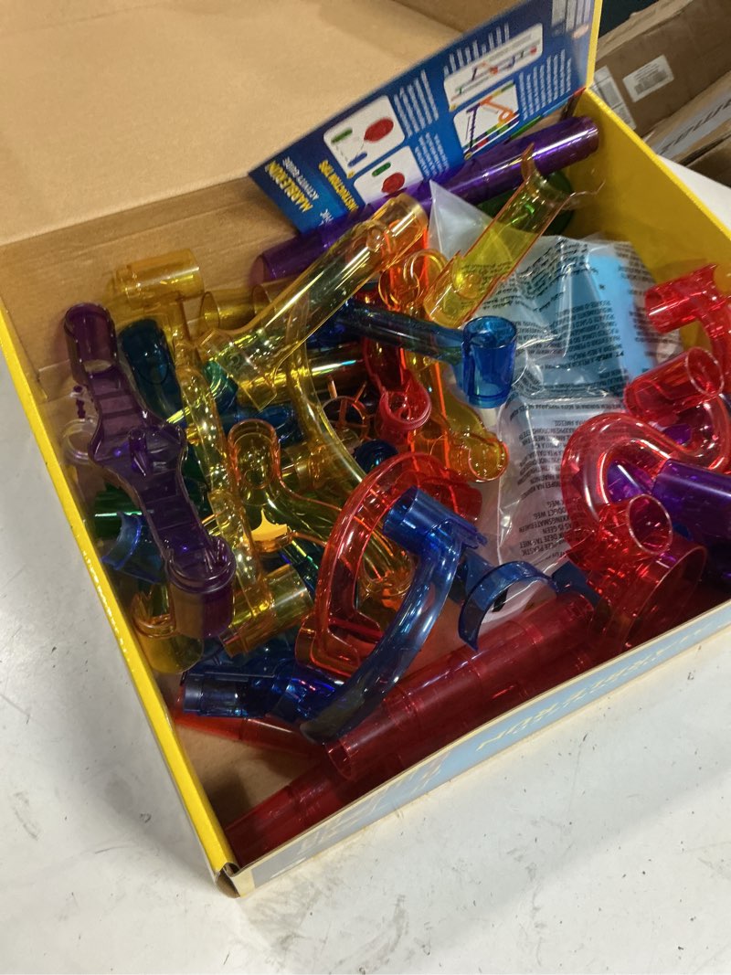 Condition photo showing Good Condition for national geographic marble run with motorized elevator - 150-piece marble maze kit with motorized spiral lift, 30 marbles, storage bag & more, perpetual motion machine, kids physics toys