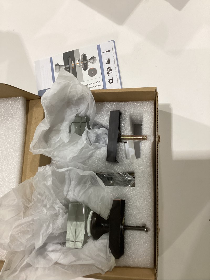Condition photo showing Good Condition for coolnews Glass Door Knobs Interior, Privacy Bathroom Bedroom Crystal Door Knobs with Lock, Oil Rubbed Bronze Door Knob 1 Pack Privacy Oil Rubbed Bronze