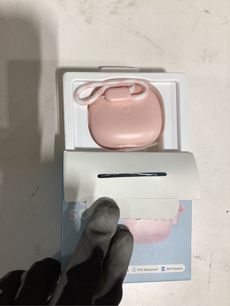 Condition photo showing As Is for soundcore p25i bluetooth true wireless earbuds, big bass, 30h playtime, ipx5, with charging case, pink