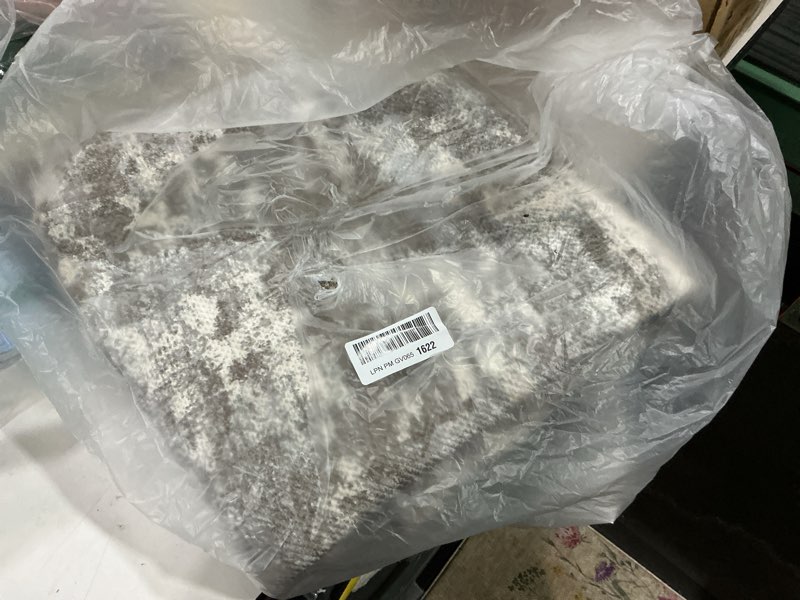 Condition photo showing Good Condition for 3x5 area rug washable entryway rug non slip abstract high-stain resistance no pile lightweight throw rugs carpet for kitchen, entrance, foyer, bedside, mudroom- deep brown abstract-brown 3' x 5' (rectangular)