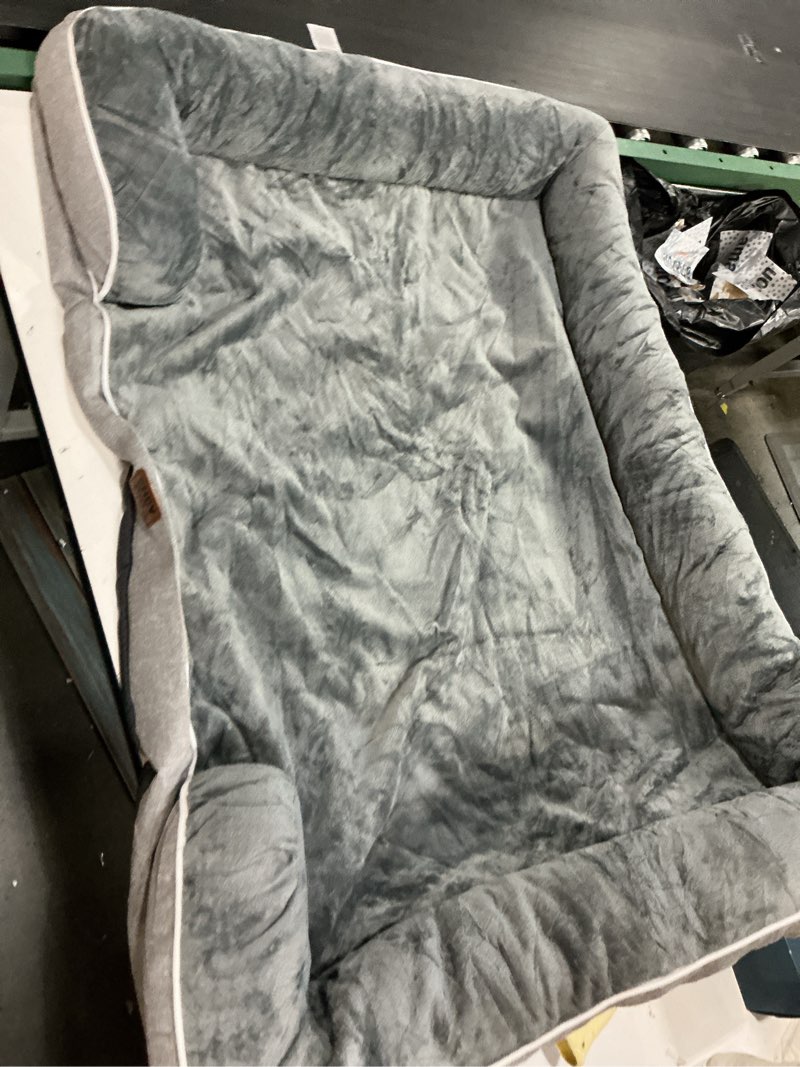 Condition photo showing As Is for ((incomplete ))petmaker orthopedic dog bed - 42in dog couch bed with supportive wraparound bolster and removable washable cover - egg-crate foam extra large dog bed for pets up to 65lbs - dog products (gray)