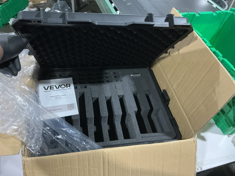 Condition photo showing Good Condition for vevor hard pistol case, holds multiple pistols & magazine, hard gun case with pre-cut xpe foam lining, waterproof firearm travel case with handle for gun, lenses, camera, gear, tsa compliant 8 pistols & 28 magazines