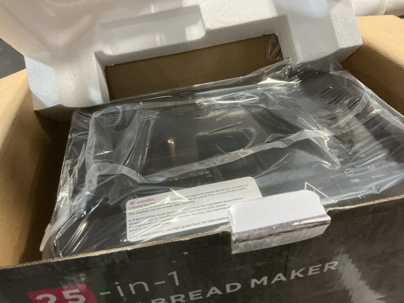 Condition photo showing New/Like New for 25-IN-1 Bread Maker with Recipes | 2lb Automatic Bread Machine with Visible Lid, Auto Nut Dispenser, One-Touch Control & 13-Hour Delay Timer – Easy for Beginners, High Success Rate for Homemade Bread Black