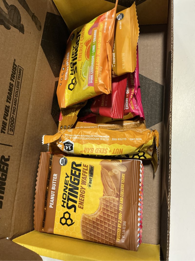 Condition photo showing New/Like New for (Best by: 02-21-2026) Honey Stinger Prepare, Perform and Recover Variety Pack, 12 Count per Box, Delicious Sports Nutrition Snacks for Exercise, Endurance and Performance PPR Variety Pack 12 Count