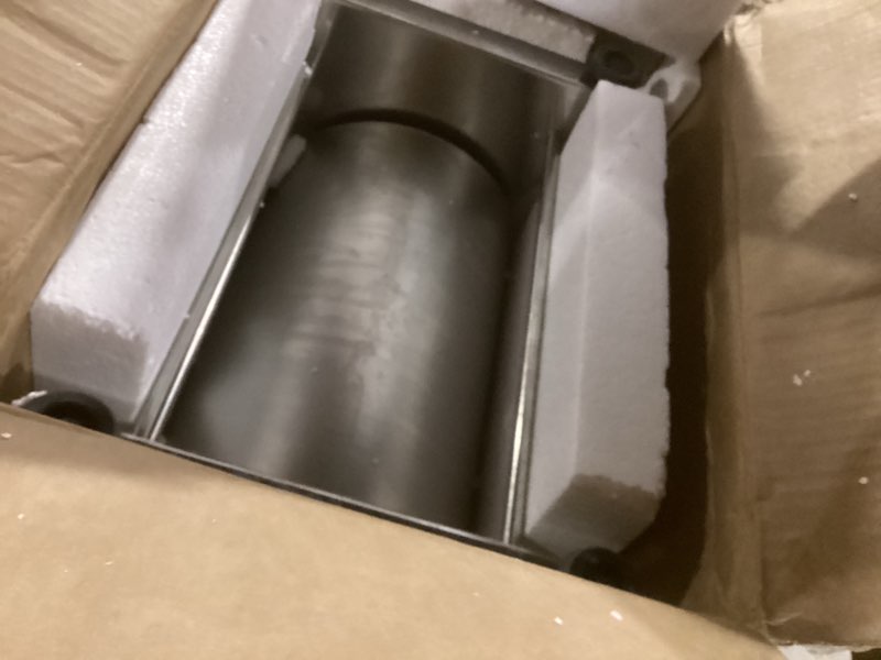 Condition photo showing As Is for 20 lb manual tilting meat mixer, 3.5 gallon stainless steel sausage mixer for burger, jerky & seasoning, heavy duty with removable paddle & non-slip base, compact countertop design