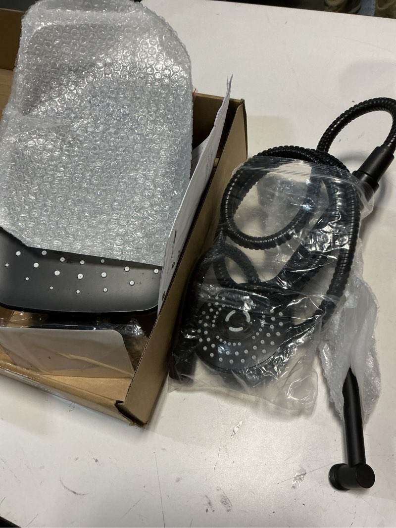 Condition photo showing Good Condition for Wide Rain Shower Head With 5 Modes Handheld Showerheads, High Pressure Showerhead Combo with Extension Arm for Bathroom Accessories, Adjustable Shower Head with Anti-Clog Nozzles (Black)