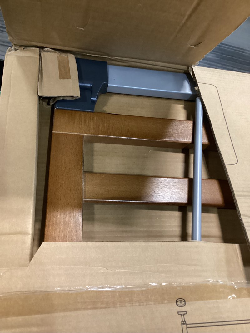 Condition photo showing As Is for Munchkin® Auto Close Modern™ Pressure Mounted Baby Gate for Stairs, Hallways and Doors, Walk Through with Door, 2 x 40.5 x 29 inches, Dark Wood and Silver Metal Auto Close Gate