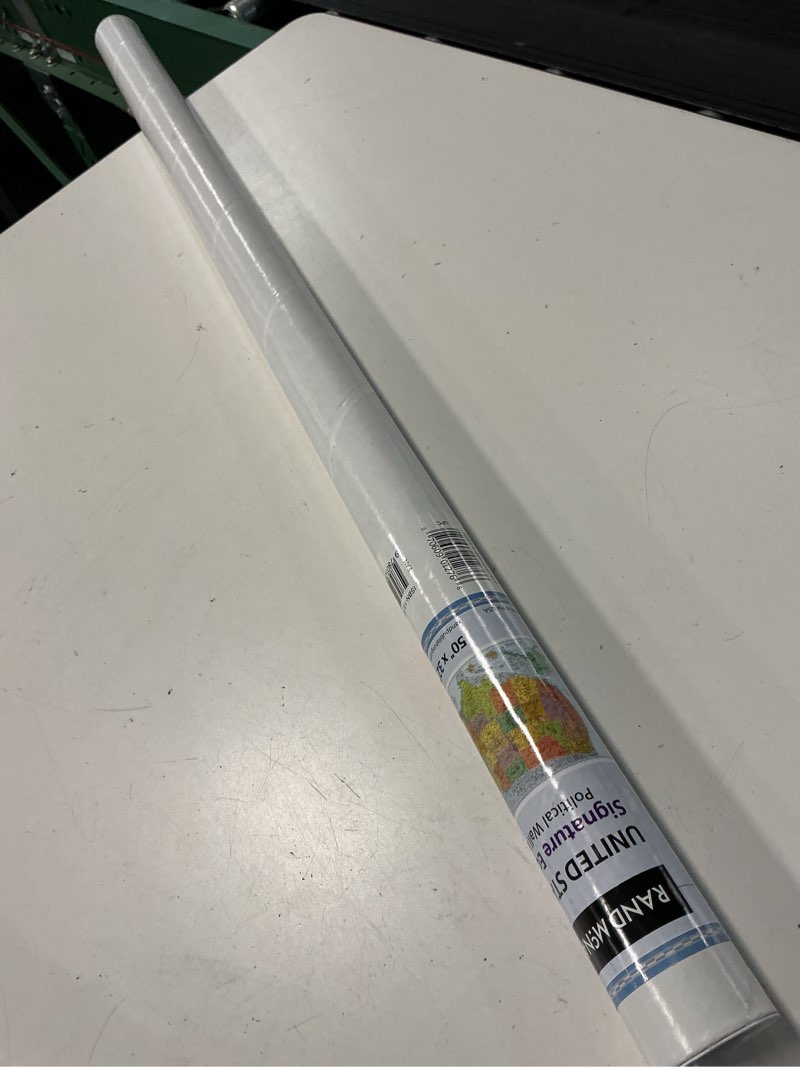 Condition photo showing New/Like New for rand mcnally u.s. physical/political map  dry erase  single roller mounted  50 x 32