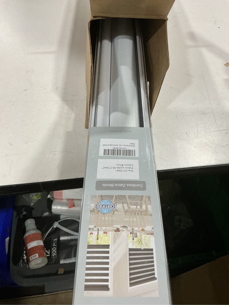 Condition photo showing Good Condition for persilux cordless zebra blinds for windows free-stop roller windows shades (31" w x 64" h, white) dual layer light control for day and night, light filtering sheer shades for home, easy to install 31"w x 64"h white