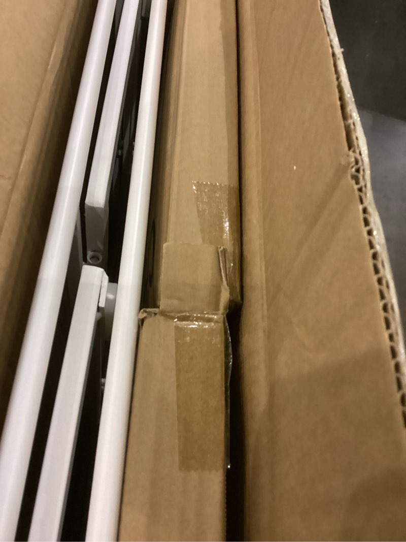 Condition photo showing As Is for Crofy No Assembly Folding Bookshelf for Living Room, 4 Tier White Collapsible Book Shelf for Home Office, Portable Bookcase Storage Organizer White Frame & Transparent Shelf 4 Tier