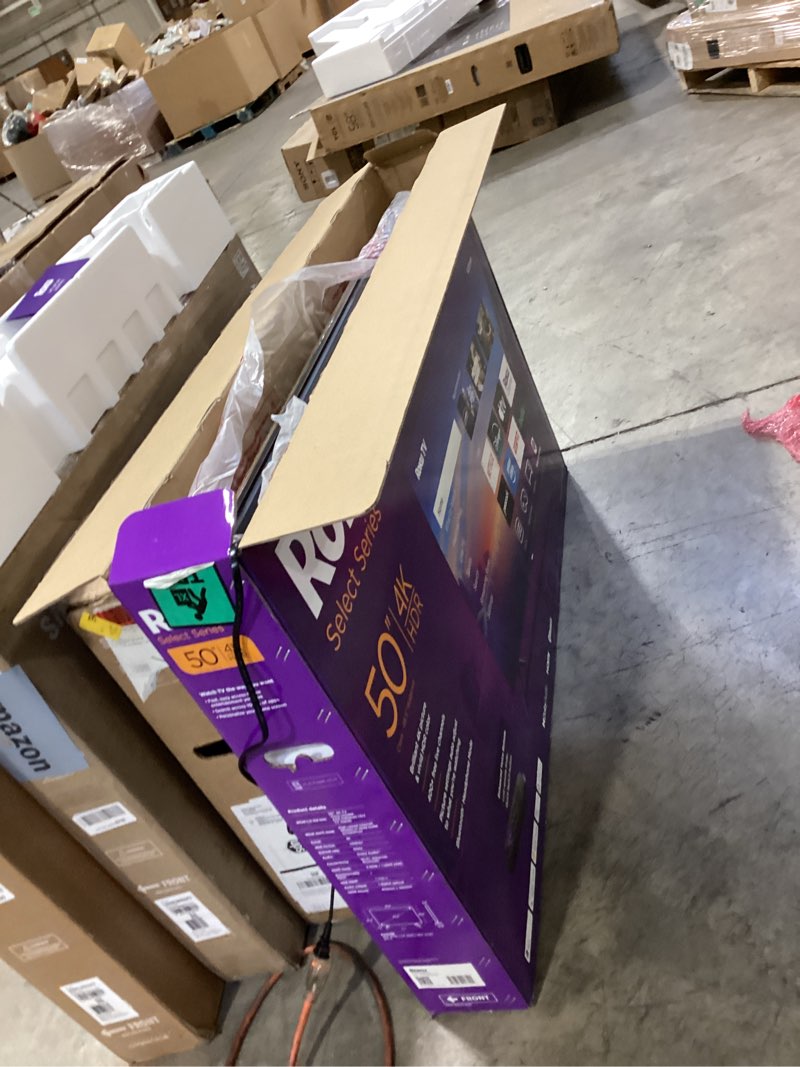 Condition photo showing As Is for Roku Smart TV 2025 – 50-Inch Select Series, 4K HDR TV – RokuTV with Enhanced Voice Remote – Flat Screen LED Television with Wi-Fi for Streaming Live Local News, Sports, Family Entertainment TV only 50"