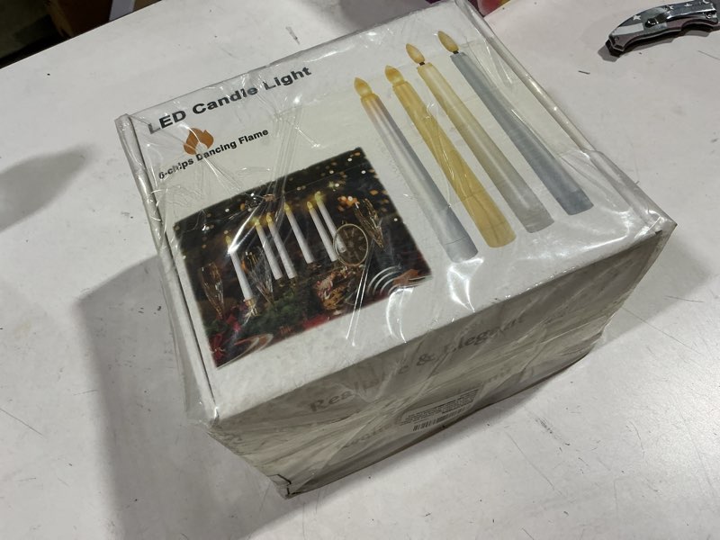 Condition photo showing New/Like New for 18 Pack Flameless Window Candles with Remote and Timer 7.9 Inches Battery Operated LED Taper Candles with Removable Candlesticks and Suction Cups Taper Candlesticks for Christmas (Gold Holder)