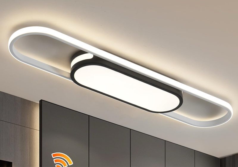 qcyuui modern led ceiling light,31.5in dimmable linear ceiling lamp, black and white led flush mount ceiling light 