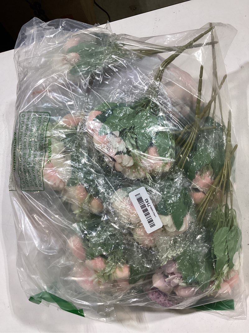 Condition photo showing Good Condition for tigeen 24 bundles peonies artificial flowers faux roses artificial flowers hydrangea bouquet for wedding table centerpiece floral vase home office bridal decor(purple,pink)