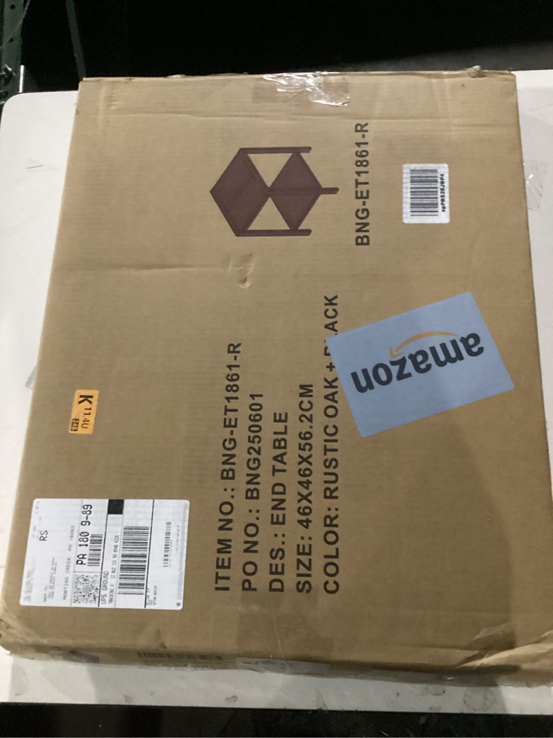 Condition photo showing New/Like New for BON AUGURE End Table, Side Table for Living Room, Small Nightstand with 2-Tier Storage Shelf, Rustic Bedside Tables for Bedroom Space (Vintage Oak)