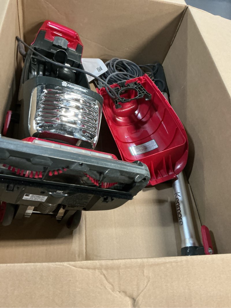 Condition photo showing As Is for kenmore intuition bu4020 bagged upright vacuum pet friendly lift-up carpet vacuum cleaner 2-motor power suction with hepa filter, pet handi-mate, 3-in-1 combination tool for carpet, floor, pet hair red