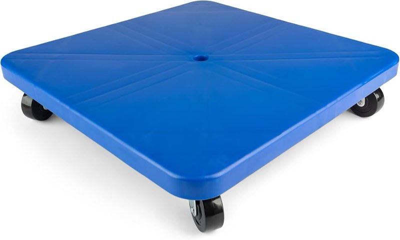 Champion Sports Scooter Board – Choice of Handles or No Handles, Durable Plastic Scooters for Youth Gym & PE Class, Indoor & Outdoor Play, Non-Marring Wheels, (Blue) 12 Inch (No Handles)