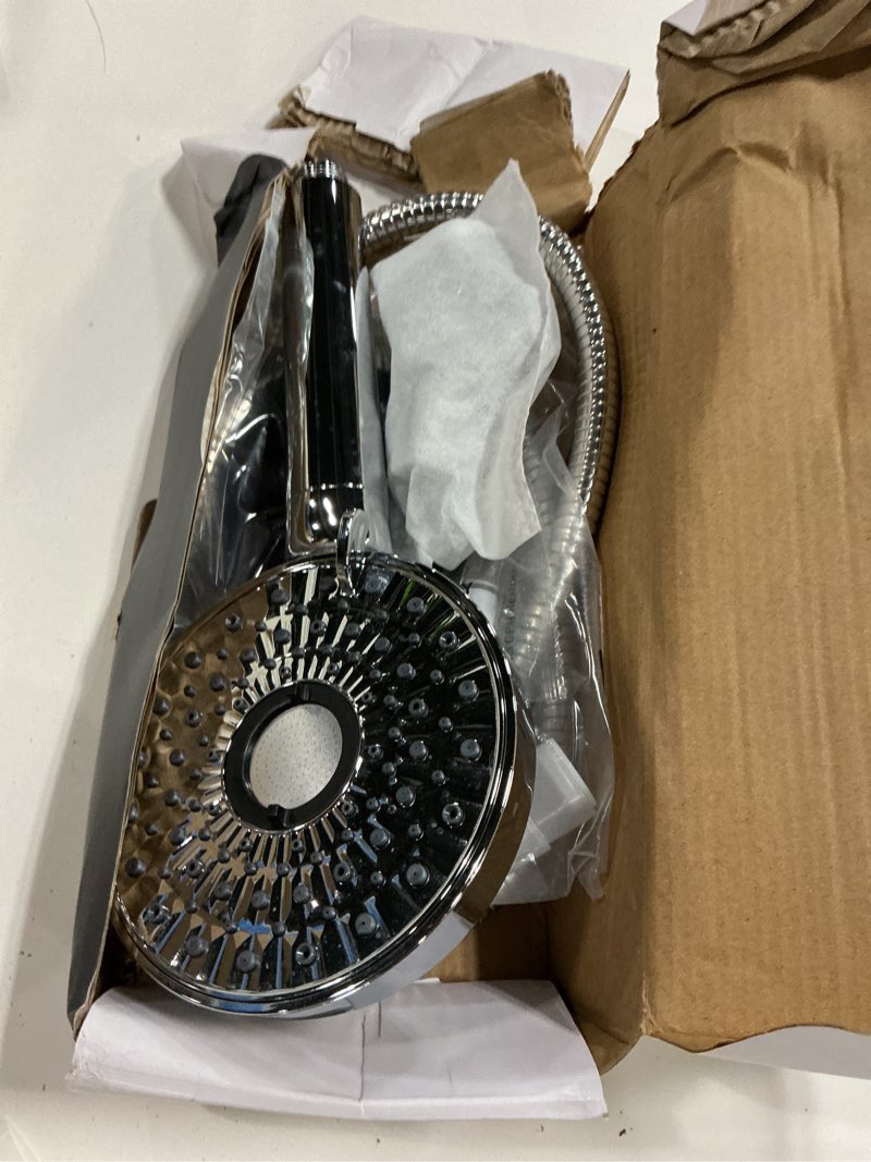 Condition photo showing As Is for magichome filtered shower head with handheld, high pressure 10-spd detachable chrome showerhead with stainless hose, water softener filter beads for hard water - remove chlorine, reduce dry itchy skin silver