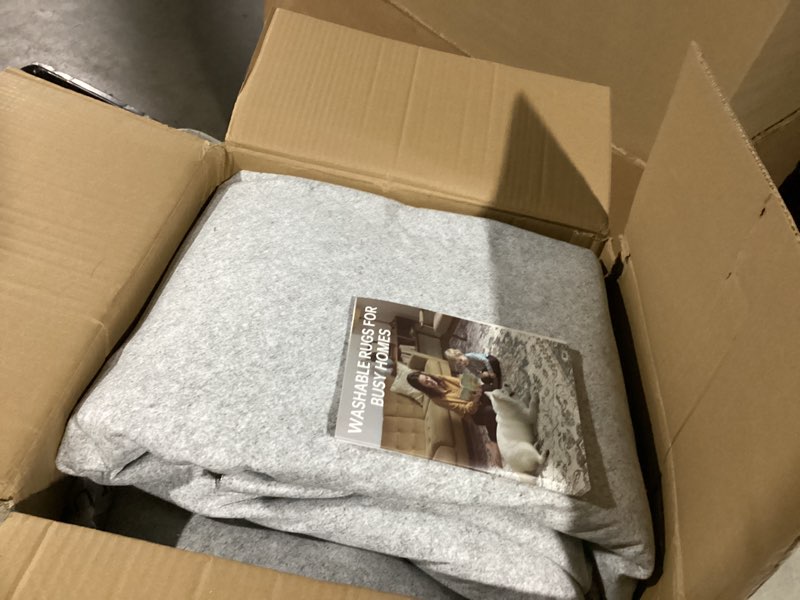 Condition photo showing Good Condition for 9x12 Vintage Area Rug: Washable Neutral Soft Non Slip Thin Large Floor Carpet for Living Room Bedroom Kitchen Dining Room Home Office Farmhouse Indoor - Taupe Taupe 9' x 12' (Rectangular)